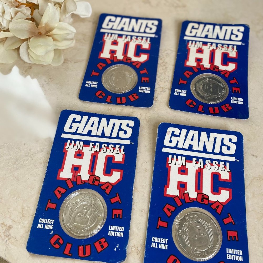 4 Vintage 1998 NY Giants Football Tailgate Coins